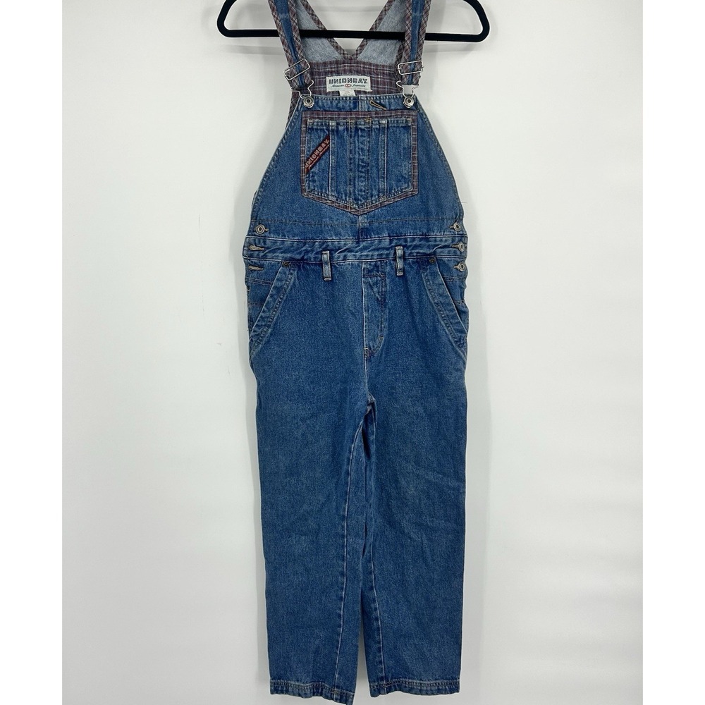 Vintage 90s Unionbay Kids L Denim Overalls Plaid Carpenter Grunge Boys Girls